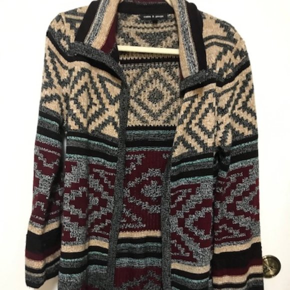 Cable&Guage Women Long Sleeve Open Front Aztec Native Sweater. Georgeous Colors! - Picture 1 of 5